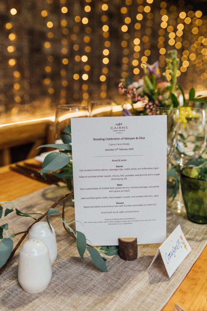 Cairns Farm Estate wedding table decor - Sarah Fulton Photography