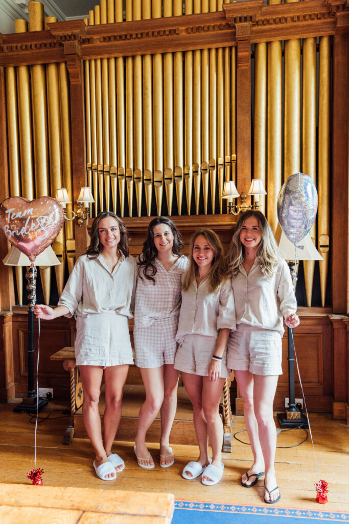 bride and bridesmaids at Carberry Tower wedding