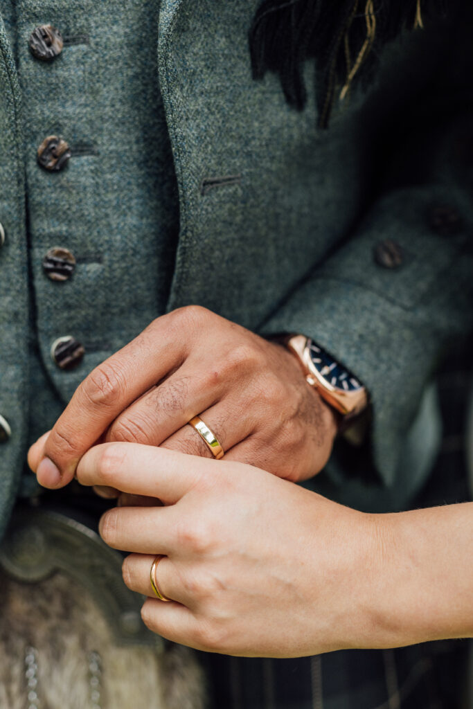 Bride and groom portrait at Carberry Tower wedding