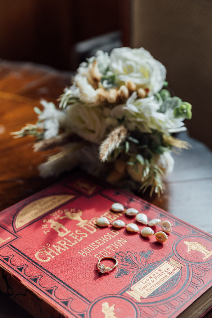 Ring and jewelry at Carberry Tower wedding