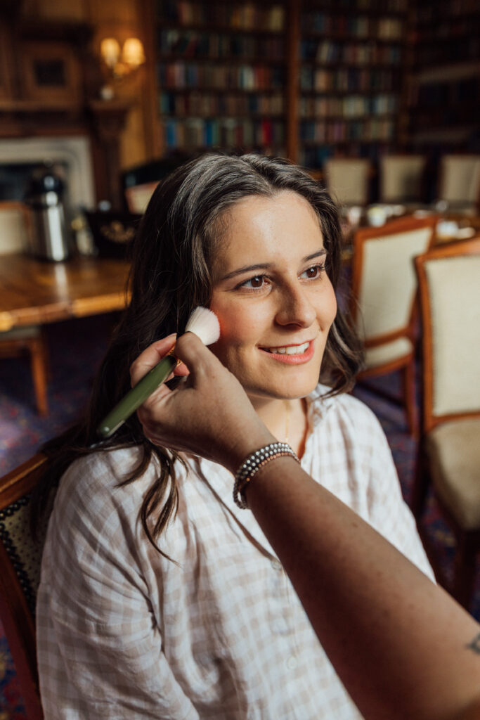 bridal prep at Carberry Tower wedding