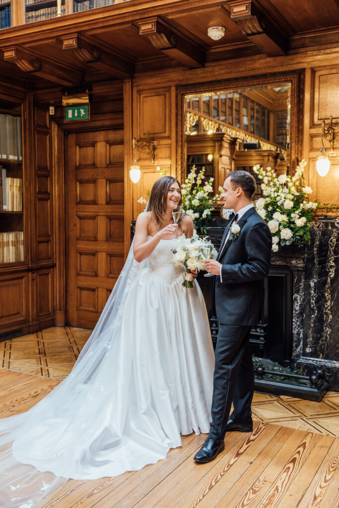 Bride and groom at their wedding at Royal College of Physicians Edinburgh